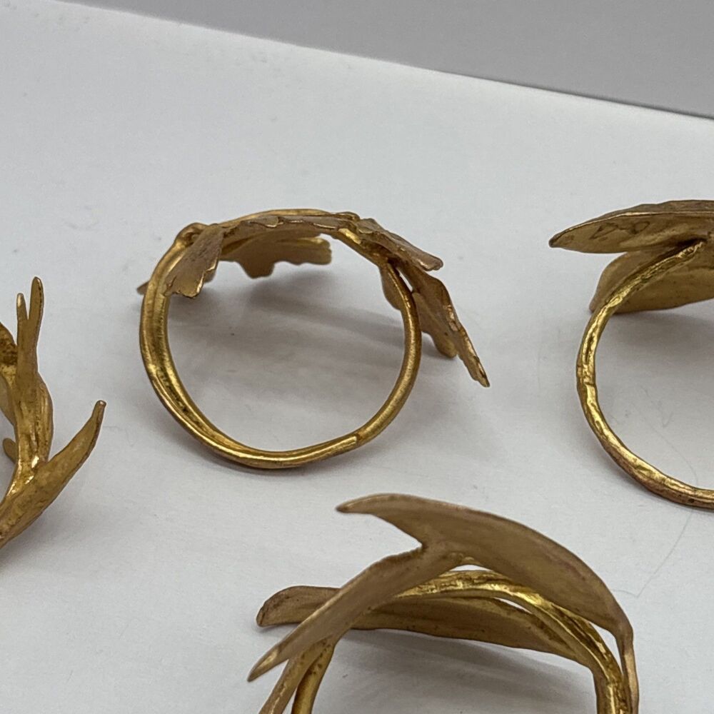 Italian Herbs Napkin Rings Set Of 4 Gold Artisan Michael Michaud Table Art - Picture 9 of 10